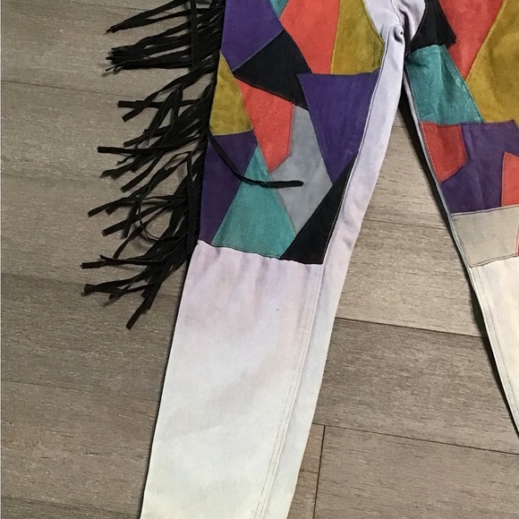 Seruchi Colorful Geometric Fringe Pants size 7/8 - Picture 2 of 3